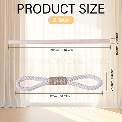 コットンリネンのカーテンタイバック  木製バー付き  アンティークホワイト  280x11.5mm&nbsp;AJEW-WH0248-656