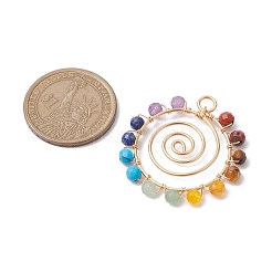 Chakra Mixed Gemstone Copper Wire Wrapped Faceted Pendants&nbsp;PALLOY-JF02745-01