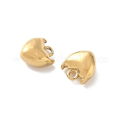 304ステンレススチールチャーム  ハートチャーム  18KGP本金メッキ  7.5x7x4mm  穴：1.2mm&nbsp;KK-D503-10G