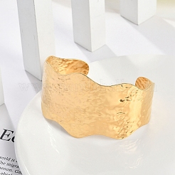304 Stainless Steel Textured  Open Cuff Bangles for Women&nbsp;BJEW-R008-03G