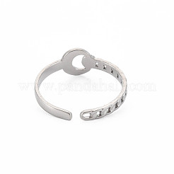 Non-Tarnish 304 Stainless Steel Moon Open Cuff Ring for Women&nbsp;RJEW-S405-235P