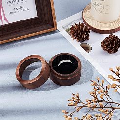 ウォールナット木製婚約指輪ボックス  ジュエリーボックス収納ケース  内部に透明な窓とスポンジ付き  1個のリングに適合  コラム  コーヒー  5x3.55cm&nbsp;CON-WH0072-87