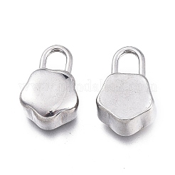 変色しにくい304ステンレススチールチャーム  フラワーロック  ステンレス鋼色  14.5x9.5x5.7mm  穴：4.5x3mm&nbsp;LS-STAS-K207-54P