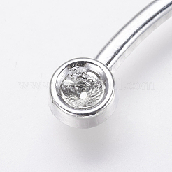 合金カフイヤリングラインストーンセッティング  水平ループ付き  銀  4mmのラインストーンに適する  56x36x4mm  6ゲージ  穴：1mm&nbsp;KK-M173-02S