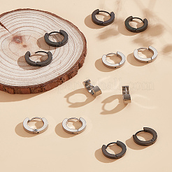 12Pcs 2 Colors 304 Stainless Steel Hoop Earrings&nbsp;EJEW-LP0001-38