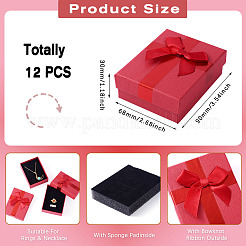 長方形の紙製ネックレス＆指輪収納ボックス  ファイヤーブリック  9x6.8x3cm&nbsp;LS-CON-TAC0014-08D