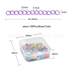 スプレー塗装された鉄のカーブチェーンエクステンダー100個。  溶接されていない  ミックスカラー  44~45x4mm&nbsp;CH-YW0002-02