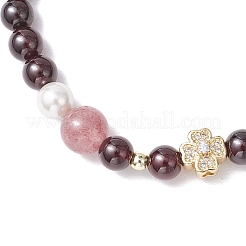 Round Natural Grade AAAA Garnet Strawberry Quartz Beads Stretch Bracelets&nbsp;BJEW-JB11825-01