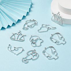 亜鉛合金レジン空枠ペンダントトップ  UVレジンDIY用  エポキシ樹脂  プレスジュエリー  十二星座  ランダムな混合星座  29.5~50x29~58x2.5mm  穴：2mm&nbsp;PALLOY-D580-05P