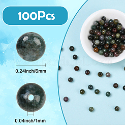 天然インディアンアゲートビーズ100個  ラウンド  6mm  穴：1mm&nbsp;G-SP0001-20B