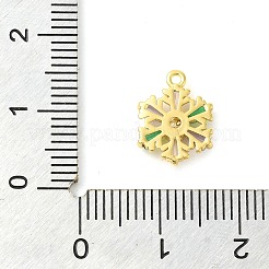 スノーフレーク リアル 18K ゴールド メッキ ラック メッキ 真鍮 マイクロパヴェ キュービックジルコニア ペンダント チャーム  鉛フリー＆カドミウムフリー  カラフル  12.5x9.5x3mm  穴：3mm&nbsp;KK-S396-11A