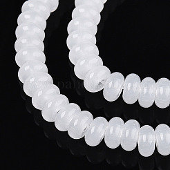 模造ヒスイのガラスビーズ  ロンデル  ホワイトスモーク  6~6.5x3mm  穴：1mm  約103~118個/連  14.57~14.96インチ（37~38cm）&nbsp;GLAA-ZX008-6mm-17A