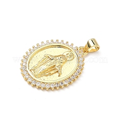Brass Micro Pave Cubic Zirconia Pendants&nbsp;KK-P345-52G-01