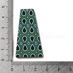 印刷されたアクリルパーツ  台形  グリーン  44.5x23.5x2.5mm  穴：1.5mm&nbsp;X-TACR-F007-03F