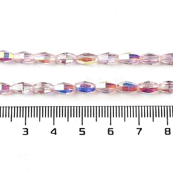 電気メッキガラスビーズセット  ABカラーメッキ  多面カット  オーバル  ピンク  7x4.5mm  穴：0.9mm  約60個/連  17.32''（44センチメートル）&nbsp;GLAA-Q101-03B-AB07