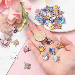 60 個 12 スタイル合金エナメル コネクタ チャーム  ユニコーンリンク  プラチナ  ミックスカラー  19x18mm  5個/スタイル&nbsp;ENAM-CJ0004-32