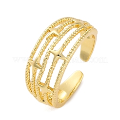 Rack Plating Brass Open Cuff Finger Rings for Women&nbsp;RJEW-M028-91G