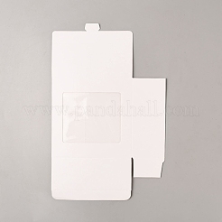 四角い厚紙紙のギフトボックス  PVCビジュアルウィンドウ付き  ホワイト  12x12x4.75cm&nbsp;CON-WH0092-68B-02