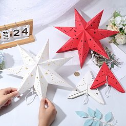 4Pcs 2 Colors Paper Star Lantern Hanging Decorations for Christmas New Year Party Wedding Decor&nbsp;AJEW-GF0012-48