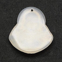 天然な瑪瑙のカメオのペンダント  仏  ホワイト  35x32x5~9mm  穴：1mm&nbsp;G-F083-27