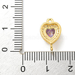 Brass Pave Cubic Zirconia Connector Charms&nbsp;KK-Z072-06G-07
