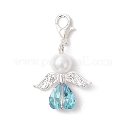 Heart Angel Glass & Glass Pearl Pendant Decorations&nbsp;HJEW-JM03773-02