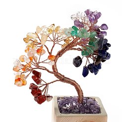 7 Chakra Natural Gemstone Chips and Ceram Pedestal Display Decorations&nbsp;DJEW-G027-16RG