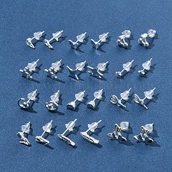 女性用合金スタッドピアス2組  925つのスターリングシルバーピン付き  銀  蝶  10mm&nbsp;EJEW-FS0001-27F