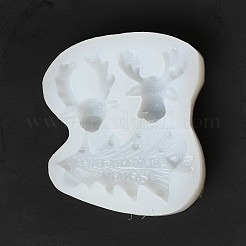 ダブル クリスマス鹿 diy ローソク足シリコン型  レジン型  UVレジン用  エポキシ樹脂工芸品作り  ホワイト  82x70x16.5mm  内径：66x62mm&nbsp;SIMO-B002-04