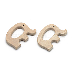 染色されていないブナ材の大きなペンダント  無鉛の  象  バリーウッド  50x72x10.5mm  穴：4mm&nbsp;X-WOOD-R263-01-LF