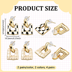 4 Pairs 2 Colors Alloy Enamel Dangle Stud Earrings&nbsp;EJEW-GO0003-28