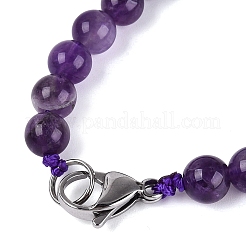 Natural Amethyst Round & Cone Beaded Necklaces&nbsp;NJEW-N064-03G