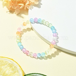 Dyed Natural Selenite Round Beaded Stretch Bracelet&nbsp;BJEW-JB09581