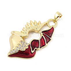 Brass Micro Pave Cubic Zirconia Pendants&nbsp;KK-P300-07G