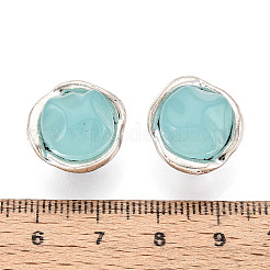 亜鉛合金と天然ターコイズボタン  1穴  フラットラウンド  アンティークシルバー  17.5x16mm  穴：5.5mm&nbsp;LS-BUTT-WH0057-001E-AS