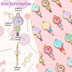40個8スタイルアロイエナメルペンダント  ゴールドカラー  ロリポップチャーム  ミックスカラー  24x12x2mm  穴：1.5mm  5個/スタイル&nbsp;ENAM-CJ0005-19