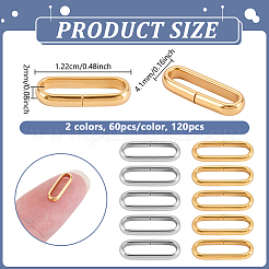 120個 2色 304ステンレススチール クイックリンクコネクター  楕円形のリング  ゴールデン·ステンレス鋼色  12.2x4.1x2mm  60個/カラー&nbsp;STAS-UN0064-31