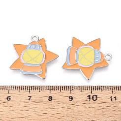 ハロウィンテーマアロイエナメルペンダント  プラチナ  スター  23x24x1mm  穴：1.8mm&nbsp;ENAM-T022-54P-07