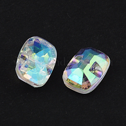 台湾アクリルラインストーンボタン  多面カット  1穴  長方形  透明  16x11.5x7mm  穴：1mm&nbsp;BUTT-F019-16mm-15