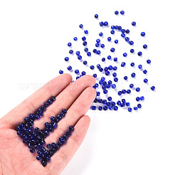ガラスシードビーズ  トランスペアレント  ラウンド  ブルー  6/0  4mm  穴：1.5mm  約4500ビーズ/ポンド&nbsp;SEED-A004-4mm-8