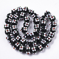 手作りランプワークビーズ連売り  花  濃い緑  11~12x11~12x10mm  穴：1.5mm  約45個/連  17.72インチ（45cm）&nbsp;LAMP-N021-001A