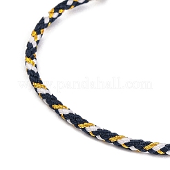 編組炭素鋼ワイヤーブレスレット作り  金メッキ真鍮エンドキャップ付き  ブラック  0.25cm  内径：2-3/8インチ（6.1cm）&nbsp;MAK-A017-B49