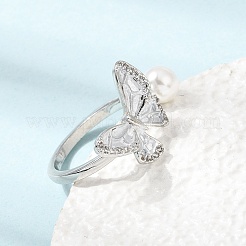 Adjustable Brass Micro Pave Cubic Zirconia Enamel Finger Rings&nbsp;CU-CBABA66-07B-P