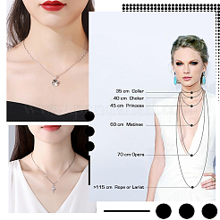 Anti-Tarnish 2Pcs Rhodium Plated 925 Sterling Silver Boston Link Chain Necklaces Set&nbsp;STER-BBC0006-13B
