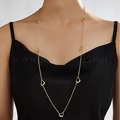 Iron Micro Pave Clear Cubic Zirconia Heart Link Chian Long Necklaces for Women&nbsp;CK7864