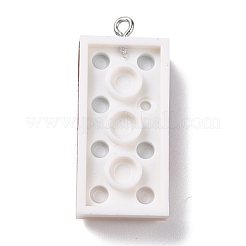 樹脂チャーム  プラチナ鉄ループ付き  おもちゃのレンガ  カラフル  36x15.5x8mm  穴：2.6mm&nbsp;RESI-E017-D05