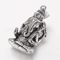 304ステンレスペンダント  藩主のガネーシャ  ミックスカラー  42x23x14mm  穴：5x8mm&nbsp;STAS-P137-15