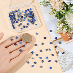 2連売り天然ラピスラズリビーズ連売り  2穴  正方形  5.5x5.5x2.5mm  穴：0.8mm  約71個/連  15.24インチ（38.7cm）&nbsp;G-PA0001-71