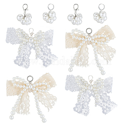 8Pcs 4 Styles ABS Imitation Pearl & Polyester Pendant Decorations&nbsp;HJEW-GF0001-53