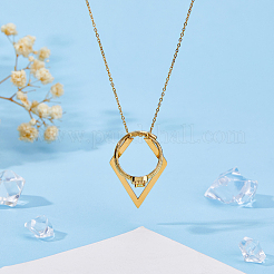 1Pc Stainless Steel Rhombus Pendant Ring Holder Necklaces&nbsp;NJEW-HS0001-11G
